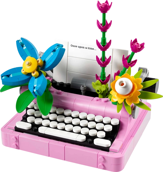 Skrivemaskine med blomster