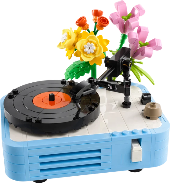 Pladespiller med blomster