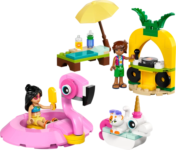 Poolparty med enhjørning og flamingo