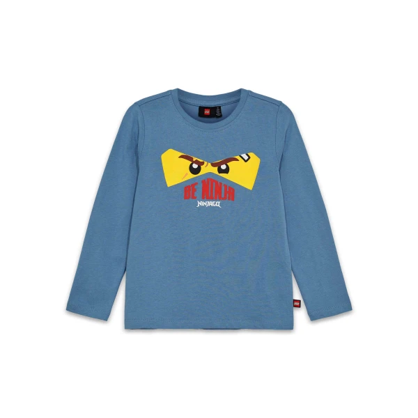 Langærmet T-shirt til børn – blå