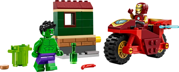 Iron Man med motorcykel og Hulk