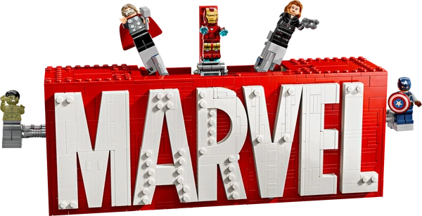 MARVEL-logo og minifigurer