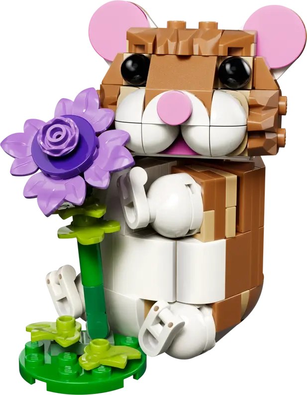 Sød hamster med blomst (31376)